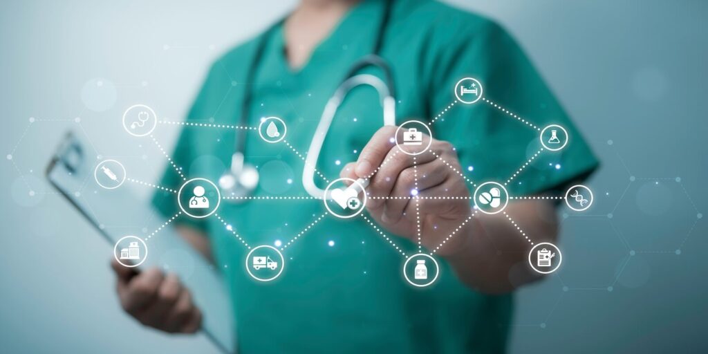 modern healthcare network with advanced medical technology